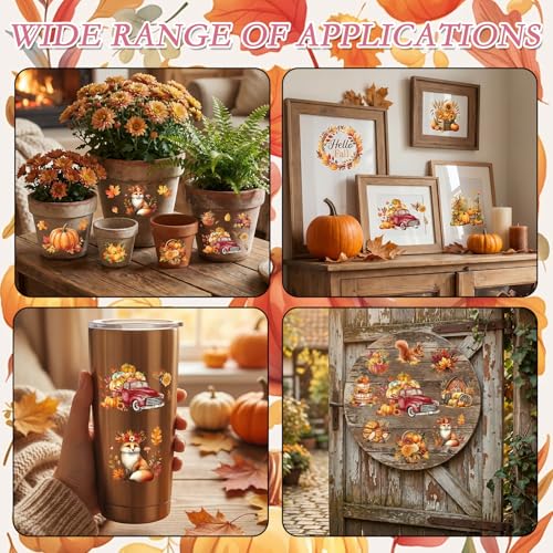 12 Pcs Fall Rub on Transfers for Furniture Crafts 5.9x5.9 Inch - color: Autumn Farm Harvest