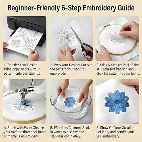 AIXUEXI Stick and Stitch Water Soluble Embroidery Paper 8.5 x 11 4 Pack