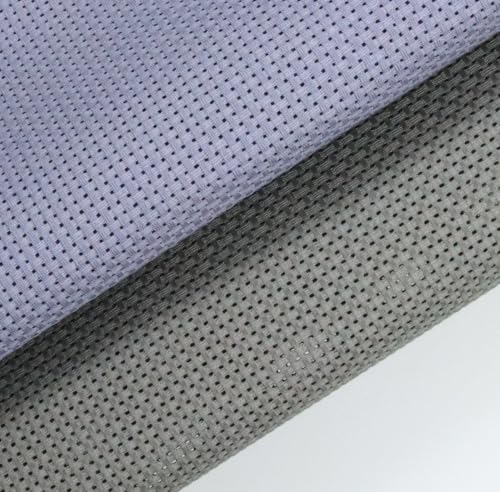 KCS 2 pc of 15" x 18"(38cmx45cm) 11 Count Cross Stitch Cotton Aida Cloth Needlework Fabric Box (Light Steel Grey+Medium Grey,11CT) - color: Light Steel Grey+medium Grey, size: 11CT