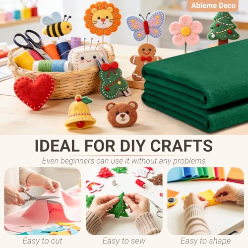 Hunter Green Felt Fabric Sheets 18" x 18" (2 Pack) 1.6mm Soft Craft Felt - color: Hunter Green