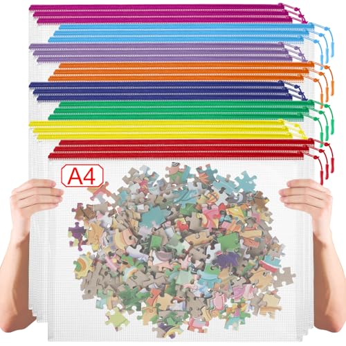 24 Pack 8 Color A4 Mesh zipper pouch bags, Storage Bags, File Bags for Classroom Organization, Zipper Pouches of office supplies, Puzzles, Board Game Storage - color: Multicolor, size: A4