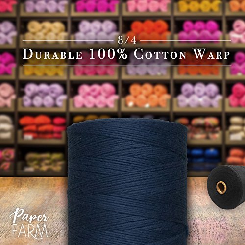100% Cotton Loom Warp Thread (Navy Blue), 8/4 Warp Yarn (800 Yards), Perfect for Weaving: Carpet, Tapestry, Rug, Blanket or Pattern - Warping Thread for Any Loom - color: Navy Blue