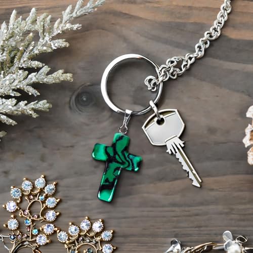 Genie Crafts Cross Charms for Jewelry Making Kit - 40-Piece Assorted Gemstone Cross Charms, 10 Colors - Storage Case & Pendant Bails, Keychain Making Kit