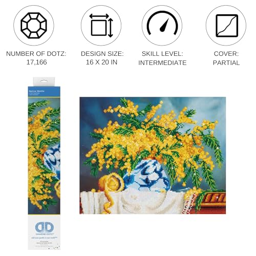 DIAMOND DOTZ Native Wattle Flower Diamond Painting Kit for Adults with Gems - size: Flowers