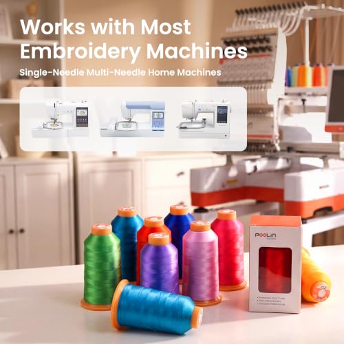Poolin Polyester Machine Embroidery Thread 4000M 40WT Black 0402 - color: Black 0402