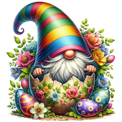 Easter Gnome Stamped Cross Stitch Kits for Adults Beginner, Counted Cross Stitch Kits Printed Stitching Cute Patterns Dimensions Needlepoint Art Crafts Embroidery Kits for Adults - color: Cross Stitch-1215-4