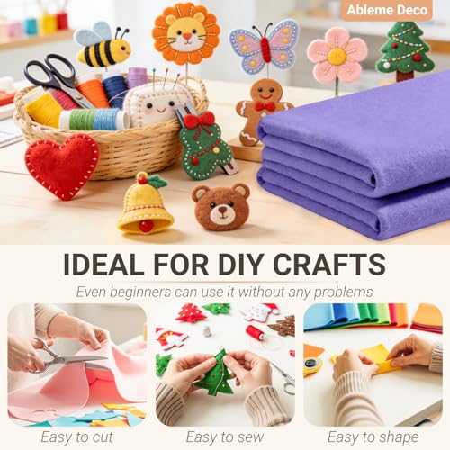 Felt Fabric Sheets 18" x 18" (2 Pack) 1.6mm Soft Craft Felt, Lavender - color: Lavender