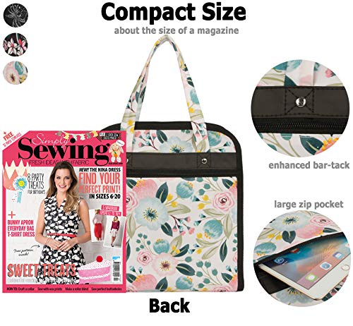PACMAXI Sewing Accessories Storage Carrying Bag, Knitting, Craft Tools - color: Flower with Beige Background