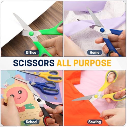 BURVAGY 10 Pack 8" Scissors All Purpose, Heavy Duty Scissors for Office - color: 10 Pack