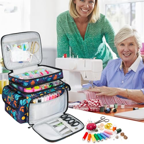 LEFOR·Z Small Sewing Supplies Organizer Bag(10.5 x 8 x 9inch),Sewing Box - color: Print Color