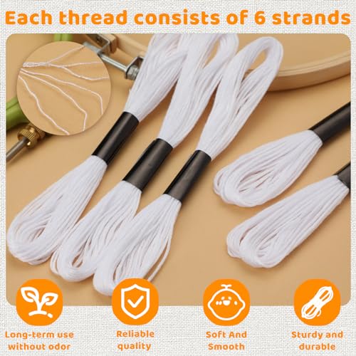 24 Skeins Embroidery Thread, Black and White Series Embroidery Floss - color: White+Black