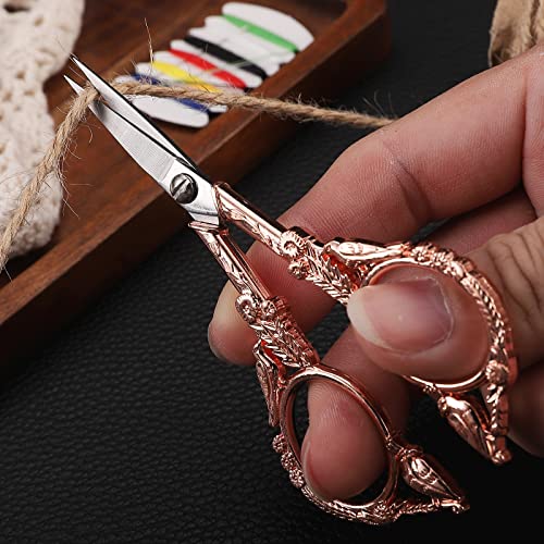 YOUGUOM Sewing Embroidery Scissors, Small Craft Shears with Cover - color: Rose Gold