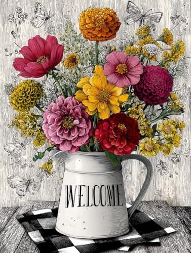 Moohue 14ct Counted Stamped Cross Stitch Kits for Adults Flowers Printed Cross Stitch Patterns Art Crafts Cross Stitch Supplies (Flowers 13) - color: Flowers 13