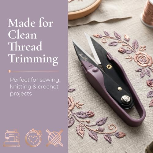 Beaditive Premium Thread Snips - Thread, Yarn, Embroidery Snipper for Sewing, Quilting, Knitting, Jewelry Making - High-Carbon Steel Blades with Protective Cap and Lanyard (Purple) - color: Purple