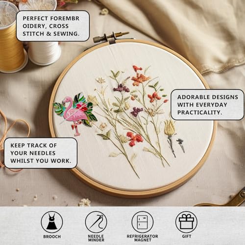 Magnetic Needle Minder Magnet Embroidery Accessories and Supplies Embroidery Needle Holder Cross Stitch Holder Needlework Supplies (Flamingo) - size: flamingo