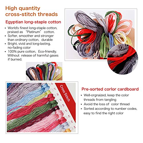ITSTITCH Printed Cross Stitch Kits 11CT 26X25 inch 100% Cotton Holiday Gift DIY Embroidery Starter Kits Easy Patterns Embroidery for Girls Crafts DMC Stamped Supplies Needlework Art of Hummingbirds - color: Stamped 25.6x25 inch