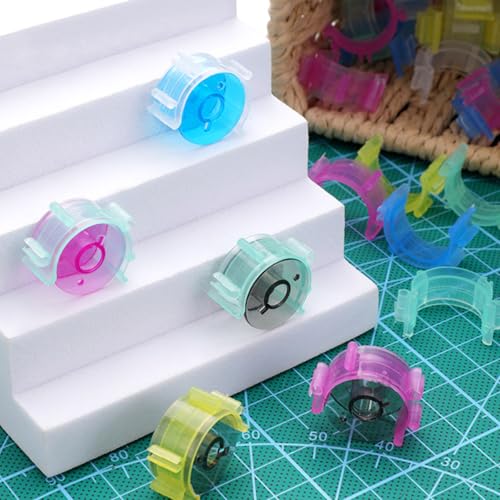 ZhXu Shuo 100pcs Clear White Sewing Bobbin Small Clips Bobbin Holder Clips Thread Clamps Sewing Tool for Thread Spool Organizing (Clea - color: Clear