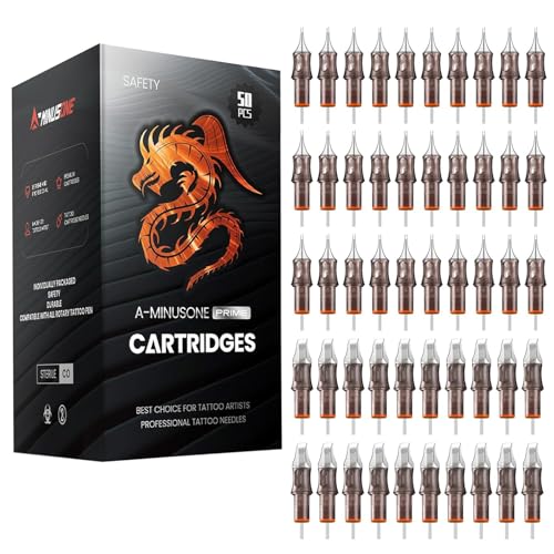 50 Assorted Tattoo Cartridge Needles Mixed Size #12 Round Liner Shader Magnum - 5 Pcs each of 5RL, 7RL, 9RL, 11RL, 5RS, 9RS, 15M1, 21M1, 15RM, 21RM Pro Disposable Membrane Tattoo Needles - size: 50Pcs-12RL+RM+RS+M1