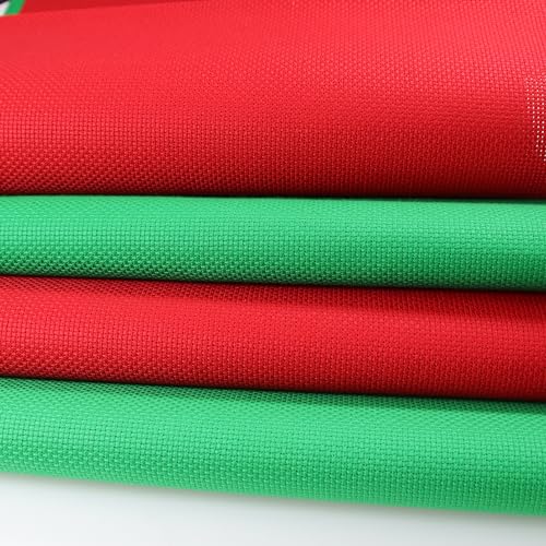 KCS 4 pc of 12" x 18" (30cm x 45cm) 14CT Counted Cotton Aida Cloth Cross Stitch Fabric (Red+Green) - color: Red+green