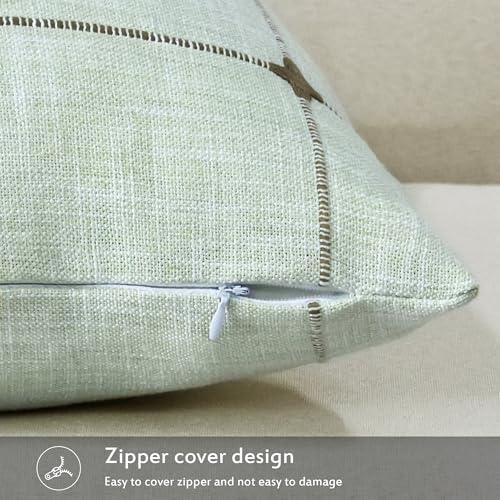 Light Green Linen Plaid Throw Pillow Covers 18x18 Set of 1 - color: Plaid Light Green, size: 18" x 18" (Pack of 1)