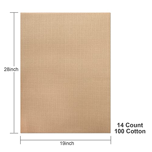 Aida Cloth 14 Count Cross Stitch Fabric,19×28inch (14CT, Khaki) - color: Khaki, size: 14CT