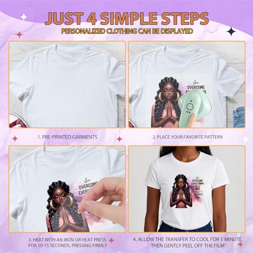 Wxiben 20 Pcs Black Girl Iron on Transfer Dtf Transfers Ready to Press - style: Pray Black Girl