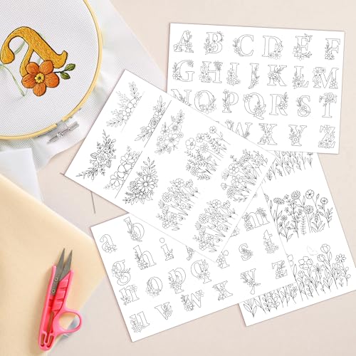 Flower Letter Embroidery Patterns, Water Soluble Stick and Stitch Paper - style: Letter975
