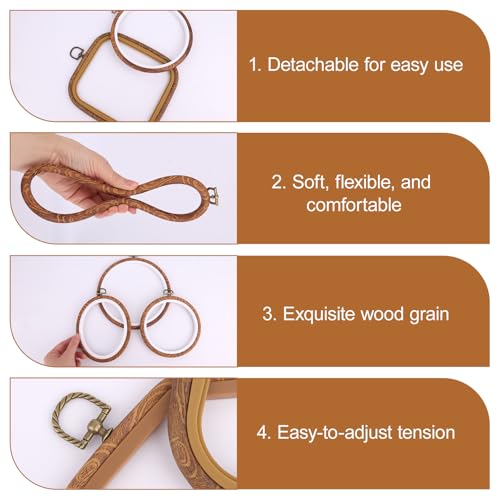10pcs Embroidery Hoop Frames, Imitated Wood Cross Stitch Hoops Display with 10 Sizes & 5 Shapes Decorative Embroidery Hoop for DIY Sewing Art Crafts Needlework & Wall Hanging Decor
