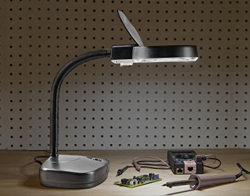 SE - 3.5X Magnification Table Lamp with Fluorescent Light - Flexible Gooseneck, Heavy Base, Cool White Lighting - Ideal for Craftsmen, Jewelers, Hobbyists - 12" Adjustable Neck, 110V-120V -MC353B - style: MC353B