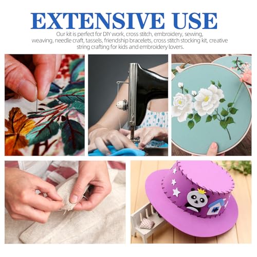 Glarks 210Pcs Embroidery Cross Stitching Punch Needle Kit, 100 Colors Threads Full Range of Embroidery Starter Kit Including Magic Embroidery Pen, Needles, Cross Stitch Tools Set for Beginners Adults