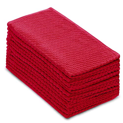 COTTON CRAFT Amazing Kitchen Towel - 12 Pack 100% Cotton Waffle Terry Towel - color: Red, size: 12 Pack