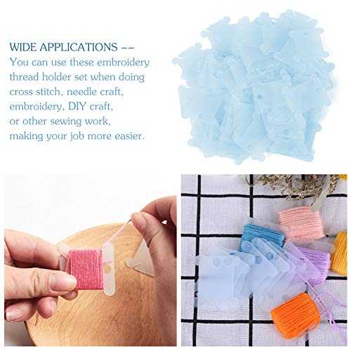 LOKUNN 100 PCS Embroidery Floss Bobbins Embroidery Floss Organizer - color: Blue*100