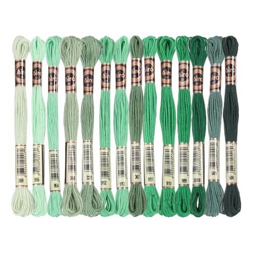 PATIKIL 14 Skeins Embroidery Floss Polyester Multicolored Emerald Green - color: Multicolored Emerald Green