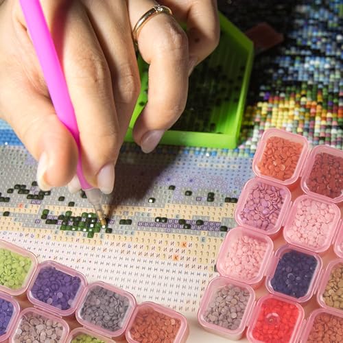 Mr. Pen- Bead Storage Containers, 28 Grids, 2 Pack, Transparent Pink - color: Transparent Pink, size: 2 Pack-56 Pcs(6.8"x4.4"x1")