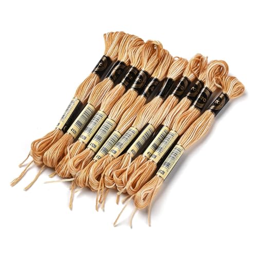 Cross Stitch Floss 10 Skeins Variegated Embroidery String 6 Strands Segment Dyed Polyester for Friendship Bracelet Needlepoint Sewing Knitting Crafts (Peru) - color: Peru