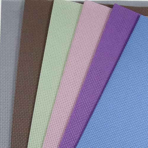 KCS 6 pc of 12" x 18" (30cmx45cm) 14 Count Cotton Aida Cloth Cross Stitch Fabric (14CT-Q) - color: 14ct-q