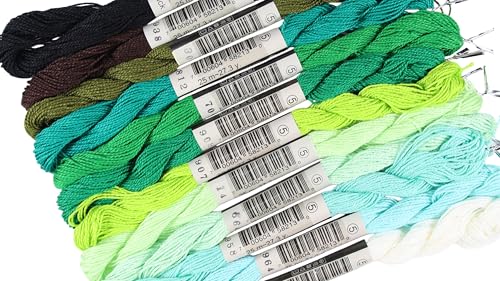 KCS 328 Yards(300 Meters) Mercerized Pearl Cotton Crochet Needlepoint Thread,Size 5, 12 skeins,Mixed Color 02 - color: 12color02, size: 12 skeins