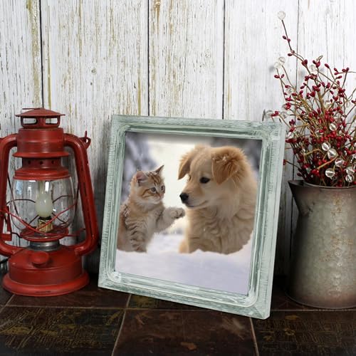 CVHOMEDECO. 8x8 Picture Frame Made of Solid Wood High Definition Glass Rustic Vintage Designs Small Photo Frame for Tabletop Display and Wall Mounting, Distress Grey - color: Distress Grey A, size: 8" X 8"