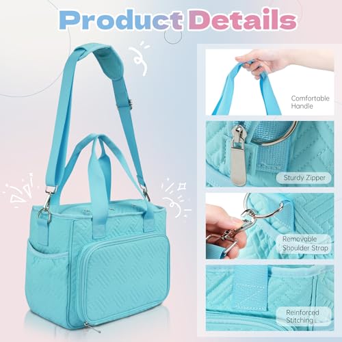 Dadanism Crochet Bag Organizer, Yarn Bag with Handle & Shoulder Strap - color: Blue