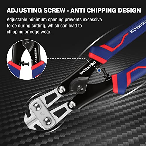 WORKPRO Mini Bolt Cutter 8-inch, Spring Loaded Wire Cutters Heavy Duty with Soft Anti-slip Handle, Small Bolt Cutter, Wire Cable Cutter, Spring Snips Clippers (Upgrade Grip) (Pack of 2) - size: 8-inch/210mm (Pack of 2), style: Upgraded Handle