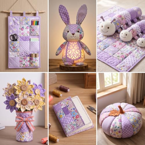 84 Pcs Purple Precut Quilting Cotton Fabric Squares 8 x 8‑Inch - color: Purple, size: 8″