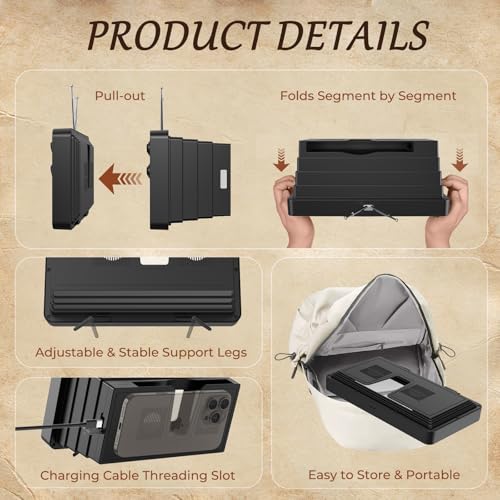 SEANCHEER Retro TV Cell Phone Screen Magnifier HD 3D Portable Foldable - color: Retro Silver-12"