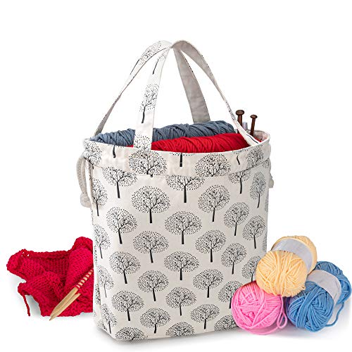 Teamoy Knitting Bag Tote, Yarn Storage Crochet Bag Organizer, Tree - color: Tree