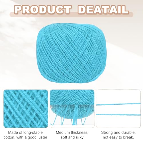 MECCANIXITY Crochet Thread Pearl Cotton Size 3 Lake Blue 164 Yards for Crocheting Tatting Knitting Embroidery Sewing - color: Lake Blue