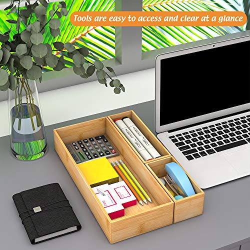 Bamboo Kitchen Drawer Organizer 9"x 3", Storage Box for Utensil Organizer - color: Bamboo, size: 9*3*2.5 inch