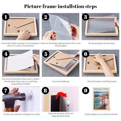 10x14 inch Wood Picture Frames for Wall Hanging,Diamond Painting Frames Rectangle Baby Scan Picture Frame for Family Walls Decoration,Anniversary,Wedding,Christmas,Halloween,Shower,Certificate - color: Natural, size: 10x14 inch