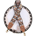 Nefelibata Banjo Strap,2"Wide Double Crazy Horse Leather Jacquard Embroidery Strap Adjustable Replacement,Multi-pattern Strap With Metal Clips - color: A#-embroidery Yellow