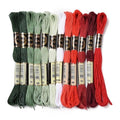 12 Skeins Christmas Color Cross Stitch Threads 0.5mm Embroidery Floss 6 Ply Polyester Friendship Bracelets Floss Crafts Floss 12 Color 8.75 Yards(8m)/Skein - color: 12 Skeins, Christmas Color