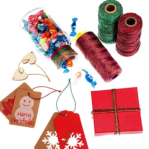 Pangda Christmas Twine Metallic Bakers Wrapping Twine, 1 mm, Red, Green - color: Red, Green, size: 1 mm