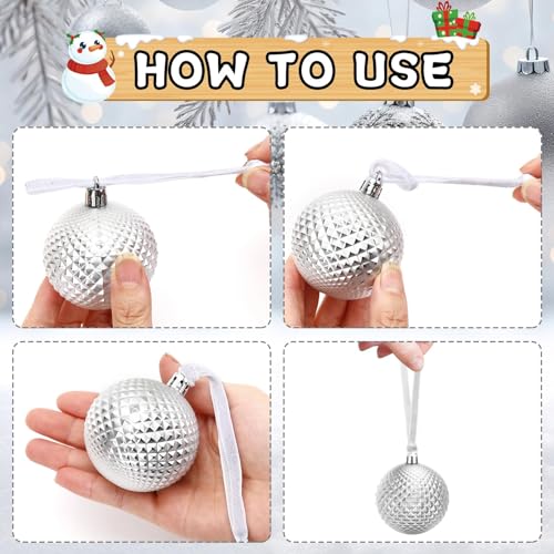 JUNEBRUSHS 120Pcs Silver Velvet Christmas Ornament Ribbon Hangers, Hand Tied Christmas String Ribbon Loops for Ornament Hanging Tree Hanging Decorations - color: Silver